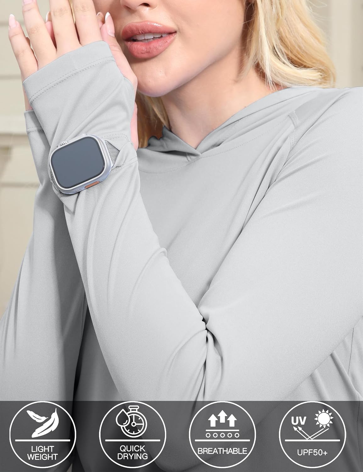 Women's Sun Shirts UPF 50+ Protection Hoodie Shirts Rash Guard Long Sleeve Sun SPF Fishing Shirt UV for Outdoor Beach - Image 4