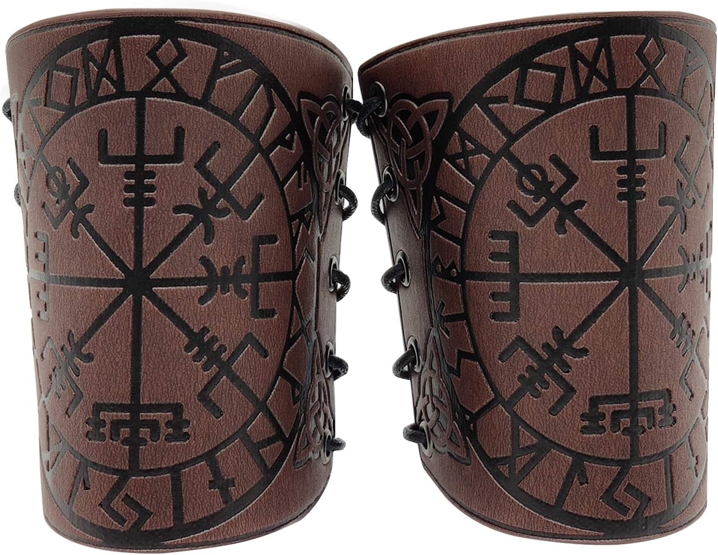 Viking Vegvisir Embossed Leather Arm Armor 3 Colors LARP Gauntlet Leather Armor Bracer