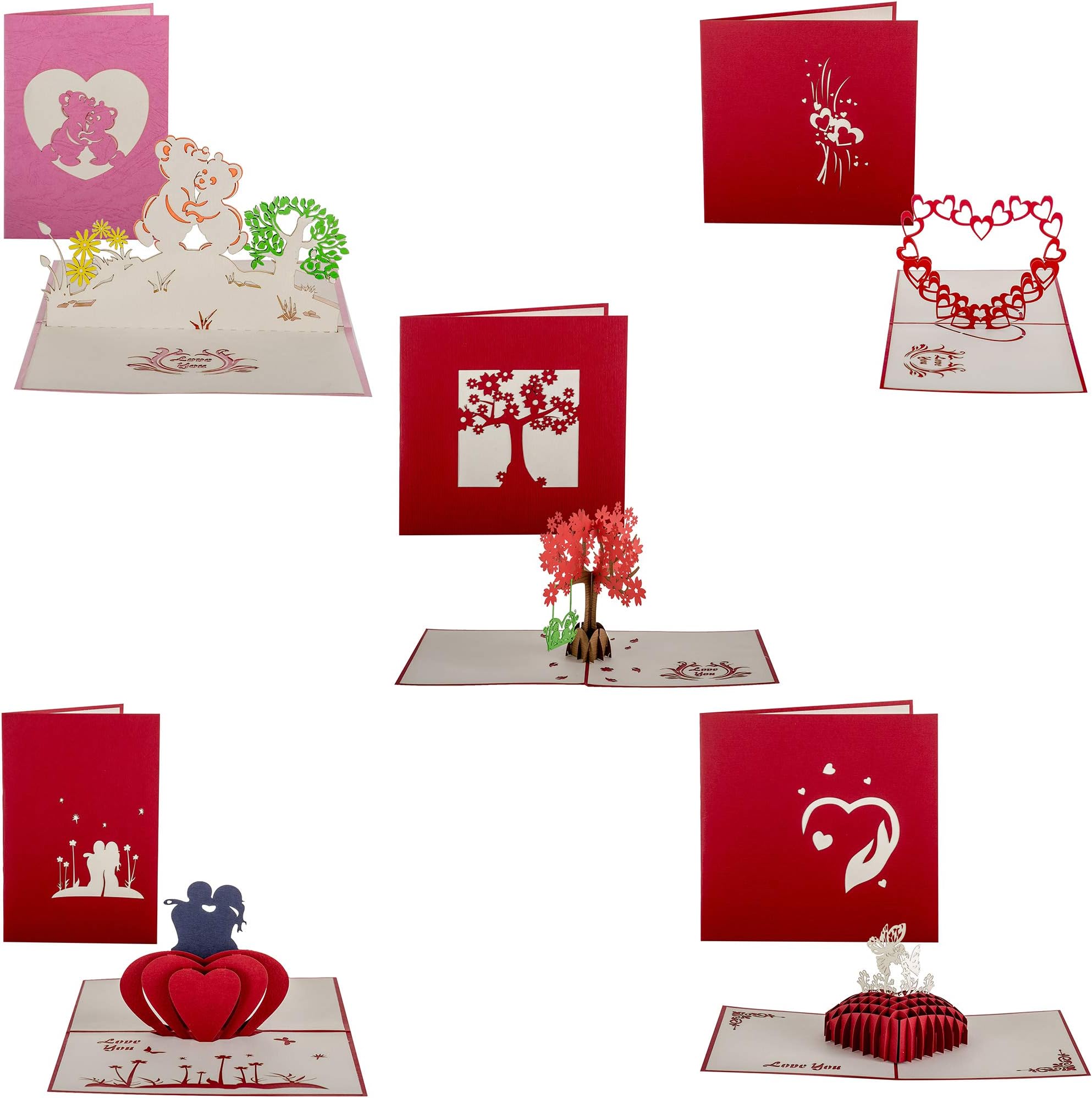 Love You Cards (Set of 5) Pop Up Friendship Card