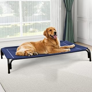 Czpalo 높은 강아지 침대 | Raised design promotes airflow. Tool-free assembly, easy-to-clean mesh, portable, with anti-skid feet. Indoor/outdoor use.