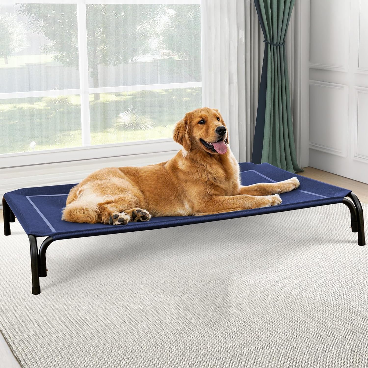 Czpalo Elevated Dog Bed, Raised Outdoor Dog Bed for Large Sized Dogs, Portable Cooling Pet Cot with Breathable & Washable Mesh, Indoor & Outdoor Pet Hammock with Skid-Resistant...