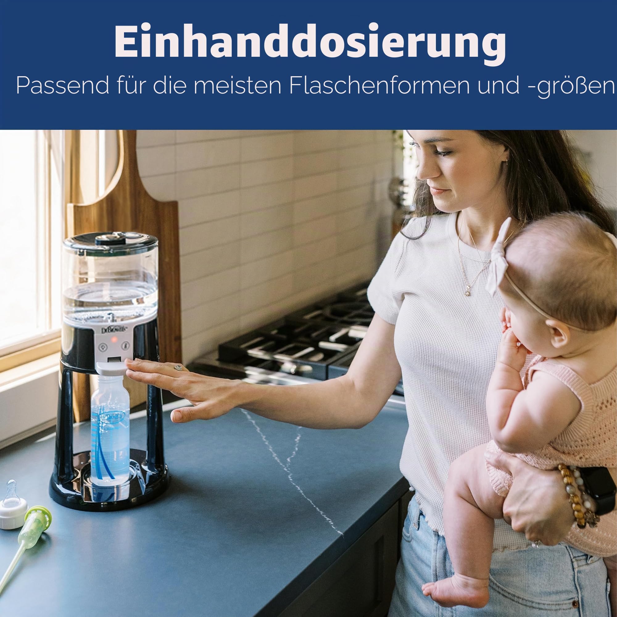Dr. Brown's Insta-Prep Warmwasserspender zur sofortigen Vorbereitung der Babyflasche mit großem Fassungsvermögen und 3 Temperatureinstellungen, Schwarz