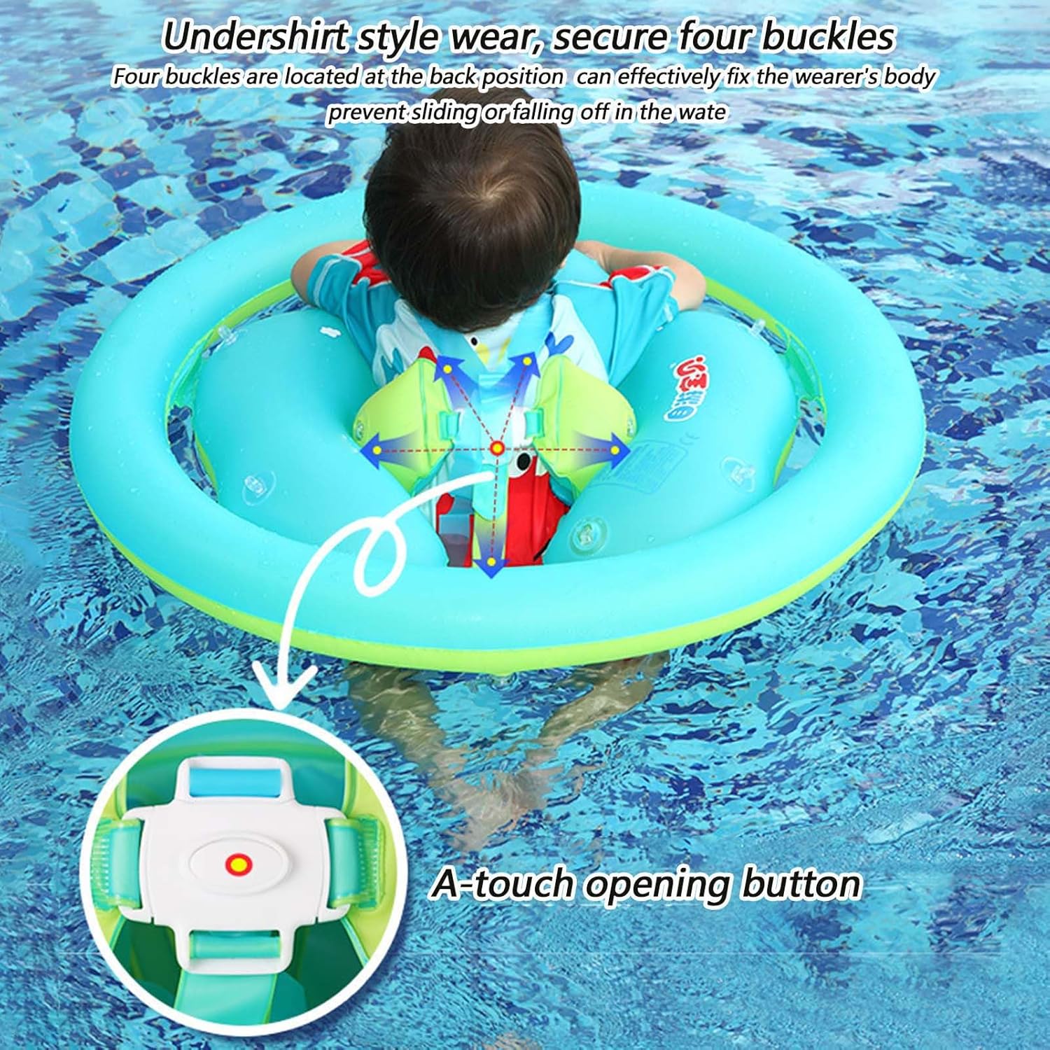 Genérico Pool Float - Inflatable Swimming Ring with Canopy | Sun Protection Water Toy for Kids, and Bathtub, Beach, Outdoor Summer Travel, Adjustable Safety Seat for Young Infants