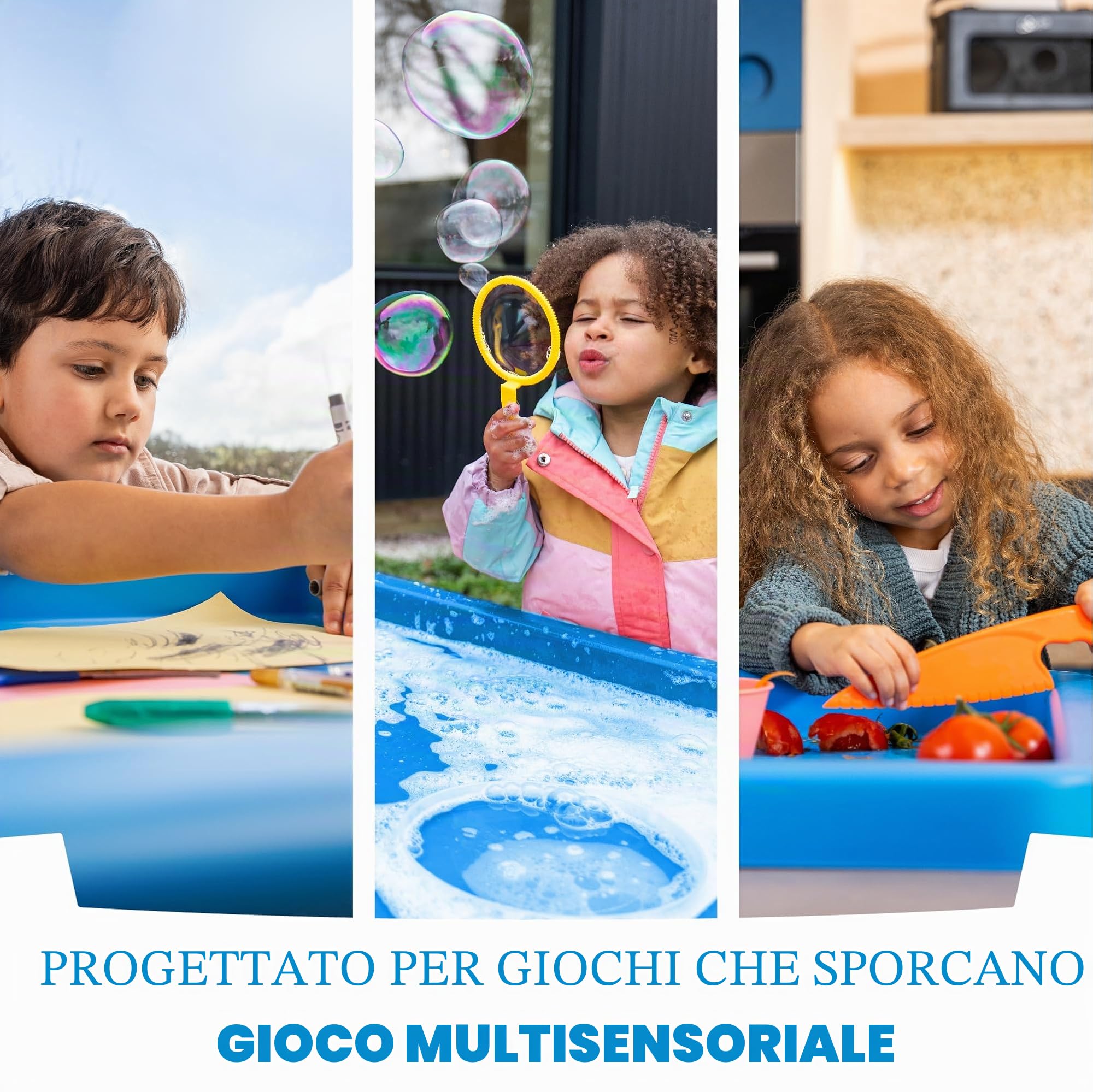 Play Tray Tavolo da gioco per bambini, sensoriale, per bambini, con acqua e sabbia, per interni ed esterni