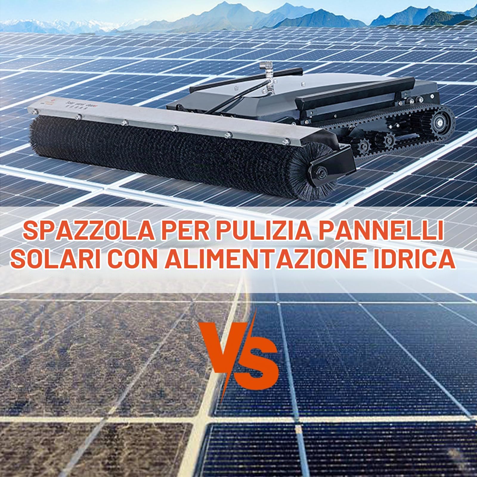 Pulitore Elettrico Per Pannelli Solari - Pulizia Con Telecomando,Larghezza Di Pulizia: 130 cm,Kit Robot Per La Pulizia Di Pannelli Fotovoltaici Ad Acqua Cingolato,Con Batteria Da 45 Ah
