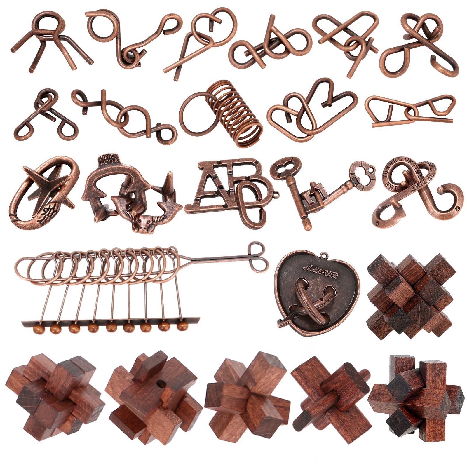 Amazon.com: 24 Pcs Brain Teaser Puzzles for Adults - Metal Puzzles