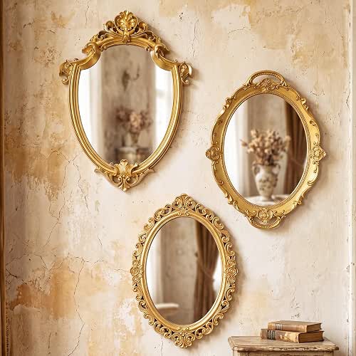 Beeveer 3 Style Vintage Mirrors Set Decorative Oval Wall Mirror