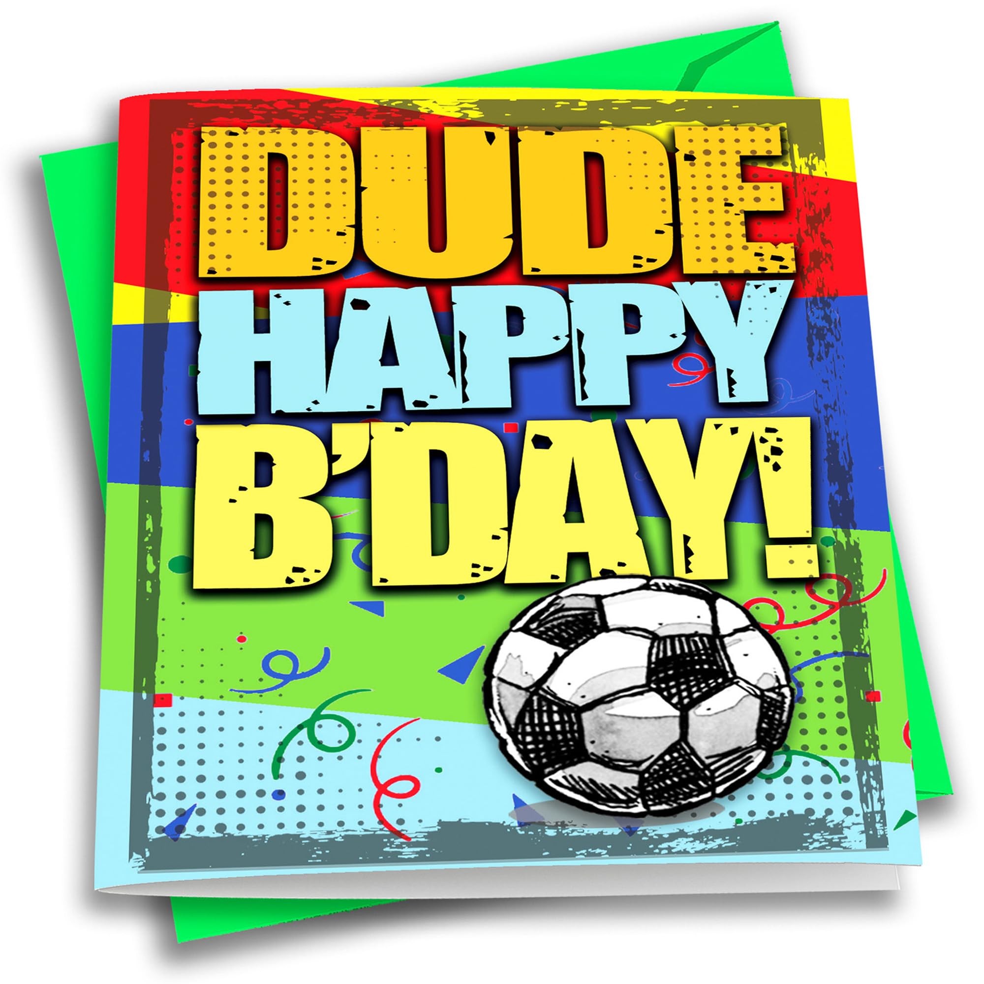 Play Strong DUDE SOCCER Happy Birthday Sports Powercard 1-Pack (5x7) Sports Birthday Cards Greeting Cards Awesome for Soccer Players, Coaches and Fans
