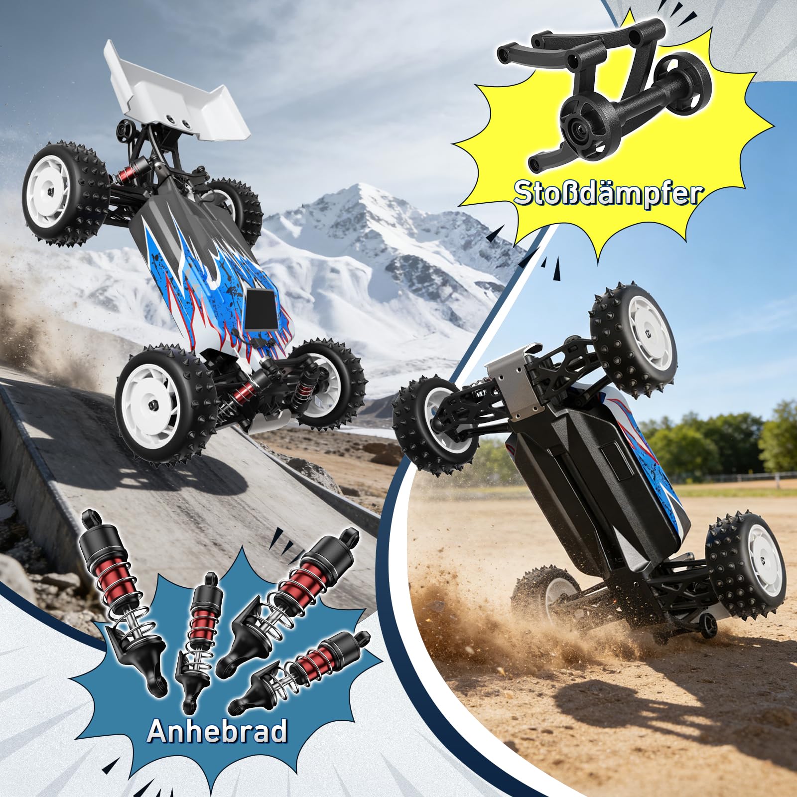 Auto telecomandata 1:16 fuoristrada, 36 km/h, RC Auto 4WD con motore 390, fuoristrada con 2 batterie, RC Truck per adulti e bambini, regalo per ragazzi