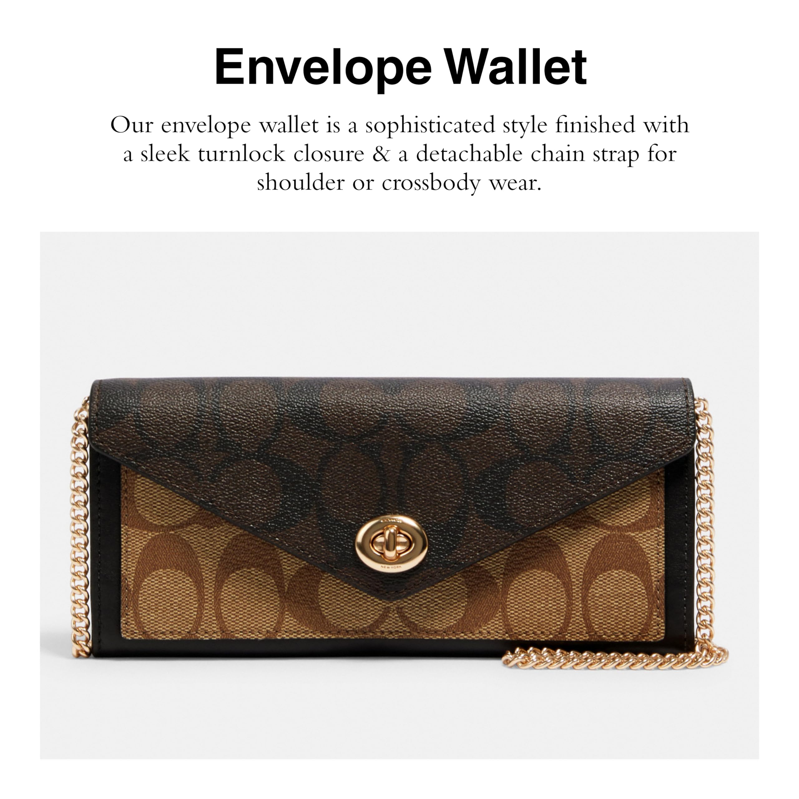 COACH - portafolios de Sobres con Cadena, IM/Caqui, Color café Multicolor, Im/Khaki Brown Multi, Im/Khaki Brown Multi
