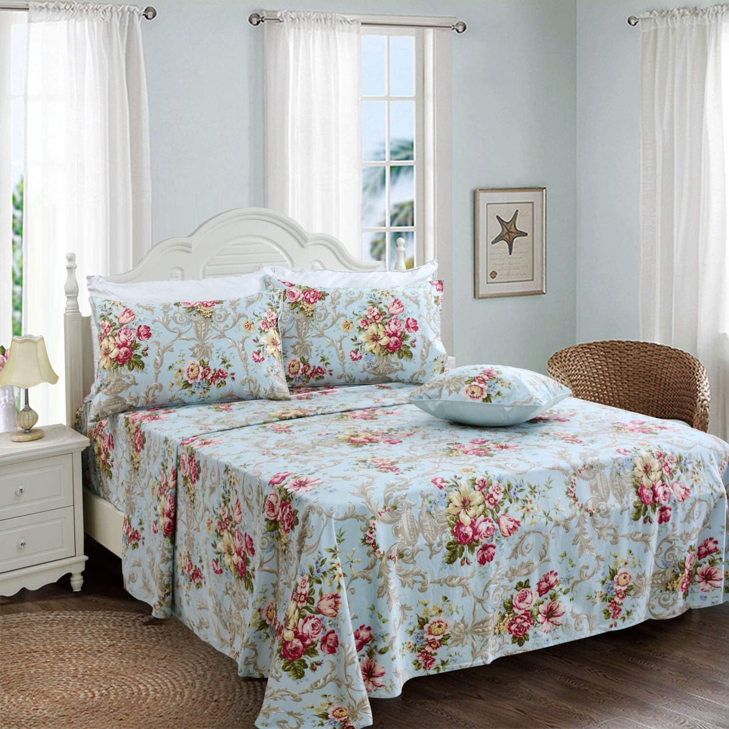 Best Cyber Deals 🔥 Elegant Floral Sheets Peony Blossom Pattern 100% Egyptian Cotton 800 Thread Count Sheets,Queen,4Pcs,1 Flat Sheet,1 Fitted Sheet,2 Pillowcases Exclusive Discount 50% Price Elegant Floral Sheets Peony Blossom Pattern 100% Egyptian Cotton 800 Thread Count Sheets,Queen,4Pcs,1 Flat Sheet,1 Fitted Sheet,2 Pillowcases