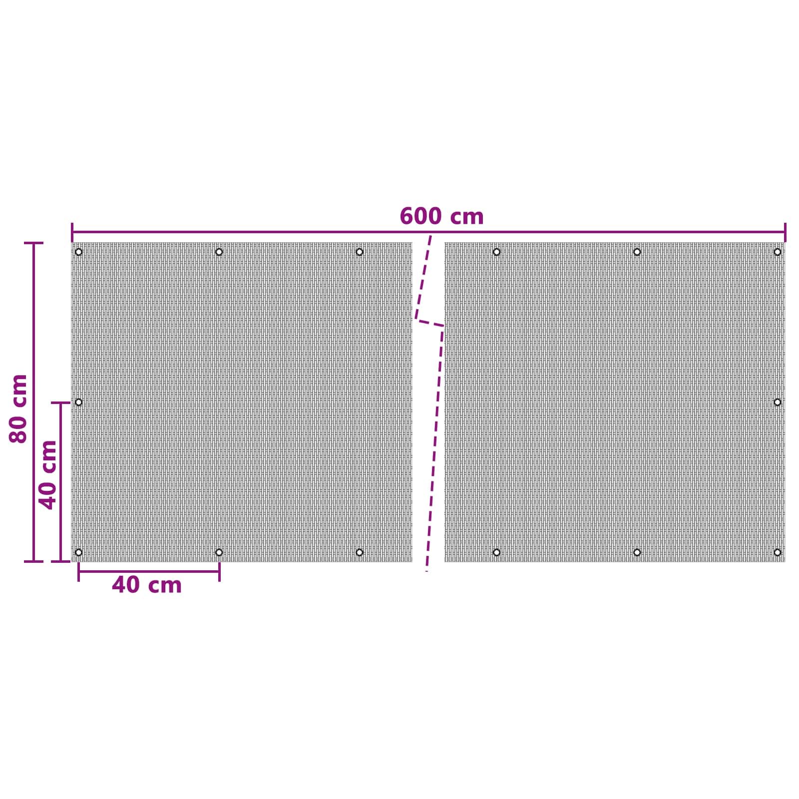 Écran de balcon anthracite avec œillets, panneau occultant robuste en polyrotin 600x80 cm, brise vue résistant aux UV et intempéries, idéal pour jardin terrasse extérieur