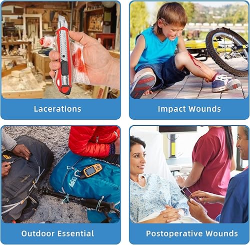 Miniatura 7 de LotFancy Cierres de laceración de emergencia, suministros médicos de primeros auxilios, 4 unidades, vendas de mariposa, kit de tiras de suturas