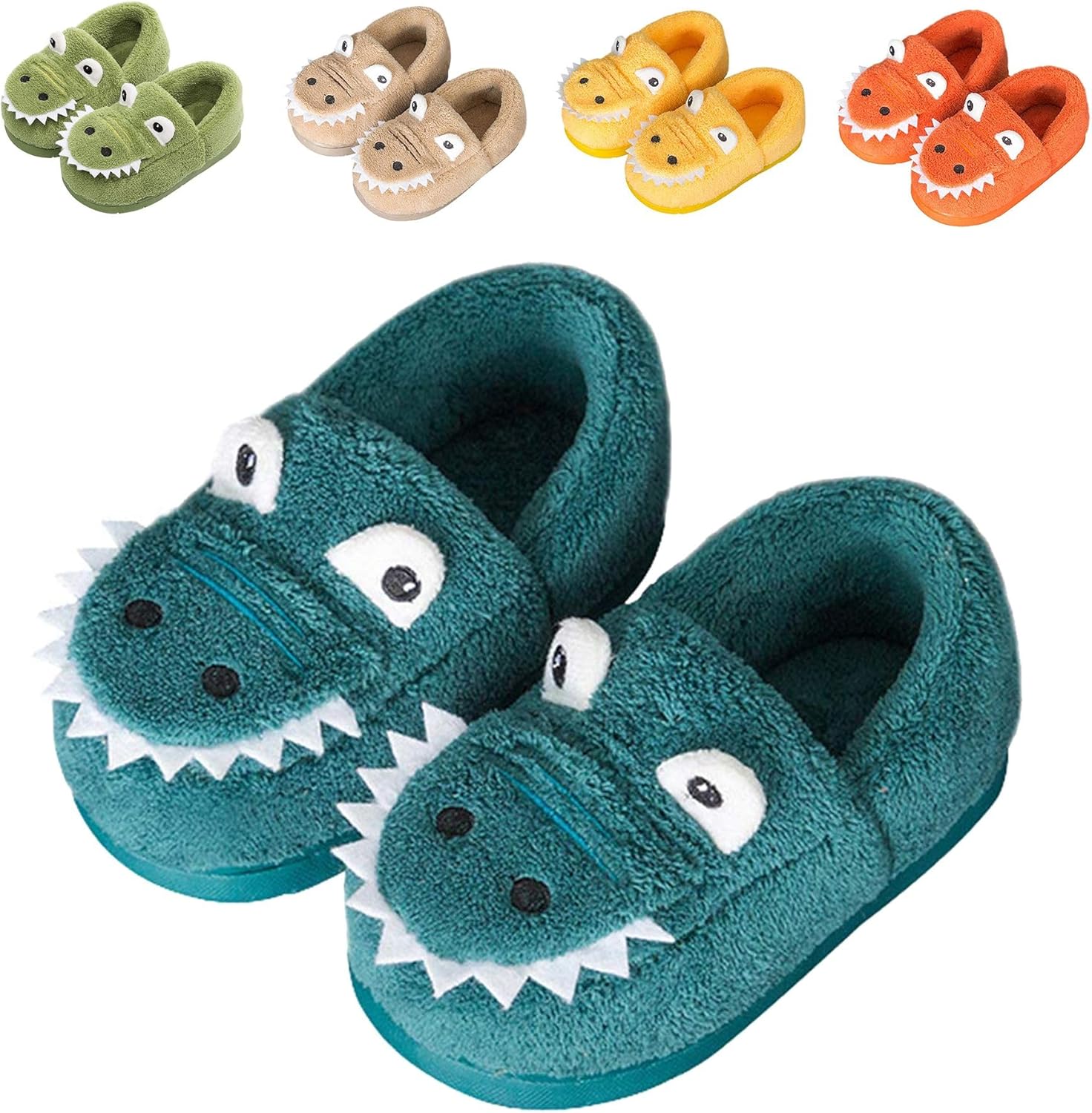 JACKSHIBO Toddler Slippers Boys Girls Little Kids Dinosaur House Shoes Cute Bunny Slipper for Home Indoor Winter Bedroom Non Slip Soft Plush Rabbit Warm Shoes