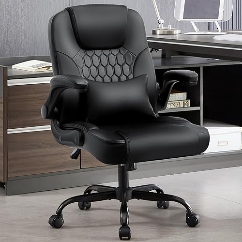 Silla de oficina ejecutiva, silla de oficina de cuero con ruedas, silla giratoria de 360 con brazos acolchados, silla ergonómica para computadora