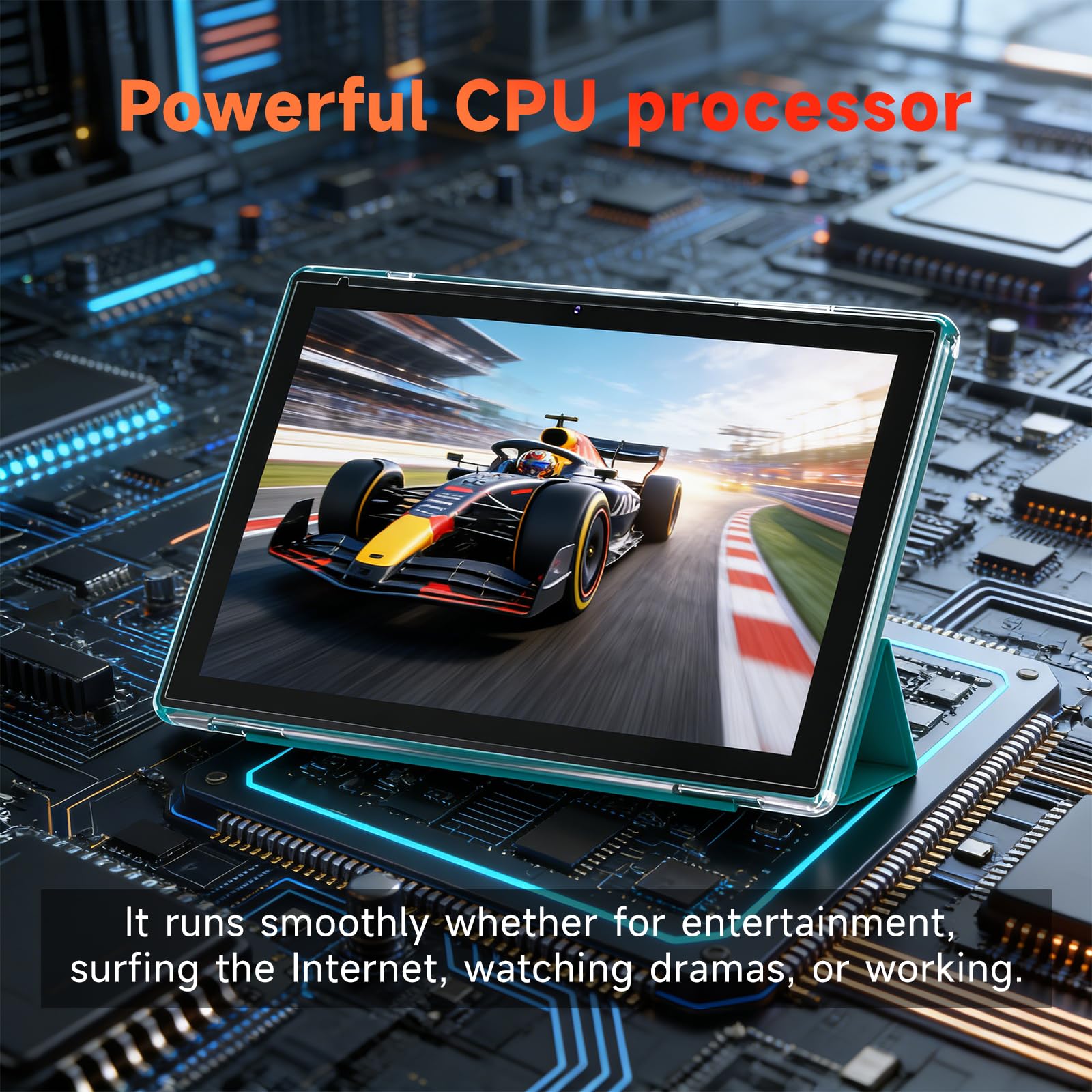 Android 15 Tablet, 25,7 cm (10,1 Zoll), 8 GB RAM, 32 GB Speicher, HD IPS-Display, 5G WiFi 6, 6000 mAh Akku, Dual-Kamera für Videoanrufe, Tab mit Hülle und Eingabestift für Arbeit/Studium, Tablet mit