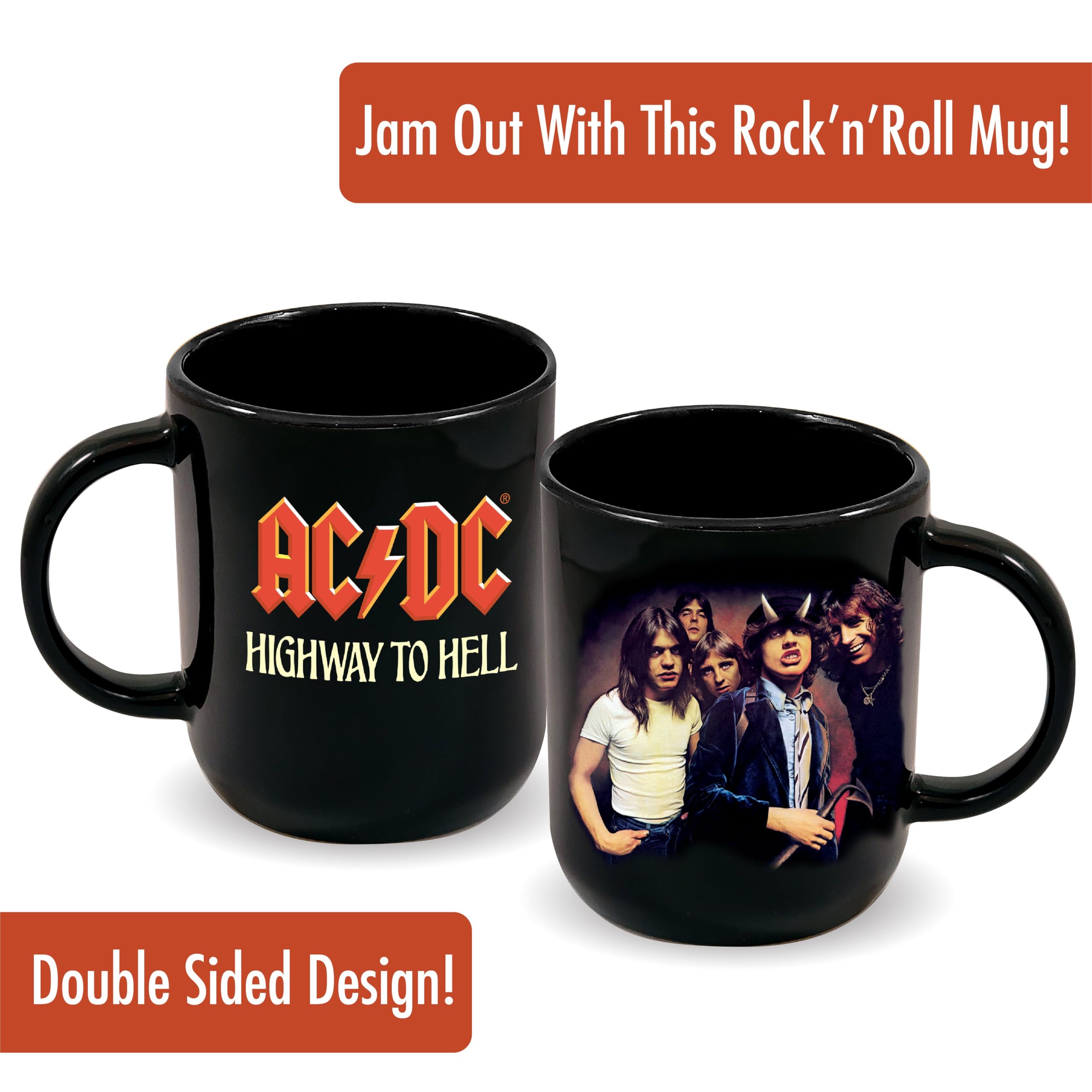 Amazon.com | ICUP AC/DC Highway to Hell Ceramic 20 oz Black Cappuccino  Ceramic Mug: Coffee Cups & Mugs