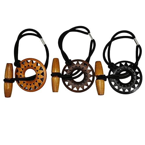 3 ligas para el cabello de madera para tallar en madera, soportes largos de goma elástica para cabello grueso y rizado (tallado profundo)