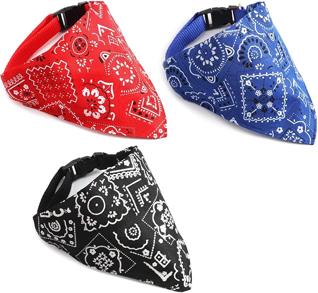 umorismo 3 Pack Dog Bandana Collar Boho Pet Scarf Neckerchief Triangle Dog Bibs Kerchief Adjustable Strap Bandana for Dogs, Puppy, Medium