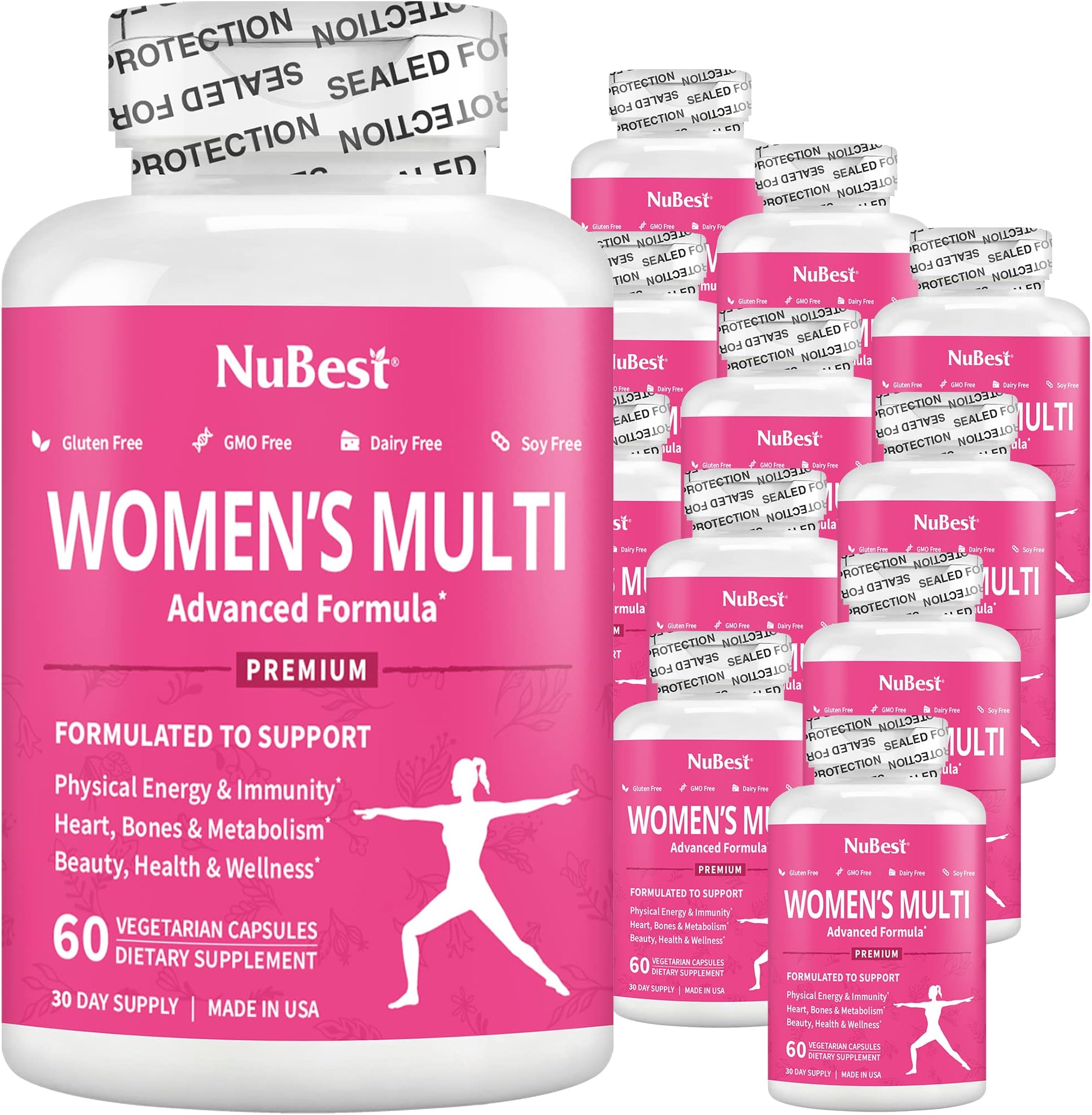NuBest Women’s Multi 18+ - Support Immunity, Energy, Bones, Heart & Wellness - Vitamins A, C, D, E, B1, B2, B6, B12, Biotin, Calcium, Zinc, Copper, Spirulina & More - 12 Pack | 12 Months Supply
