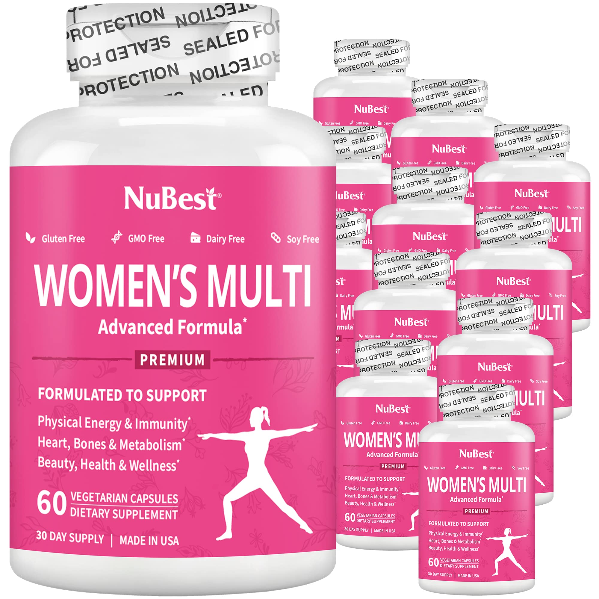 NuBest Women’s Multi 18+ - Support Immunity, Energy, Bones, Heart & Wellness - Vitamins A, C, D, E, B1, B2, B6, B12, Biotin, Calcium, Zinc, Copper, Spirulina & More - 12 Pack | 12 Months Supply