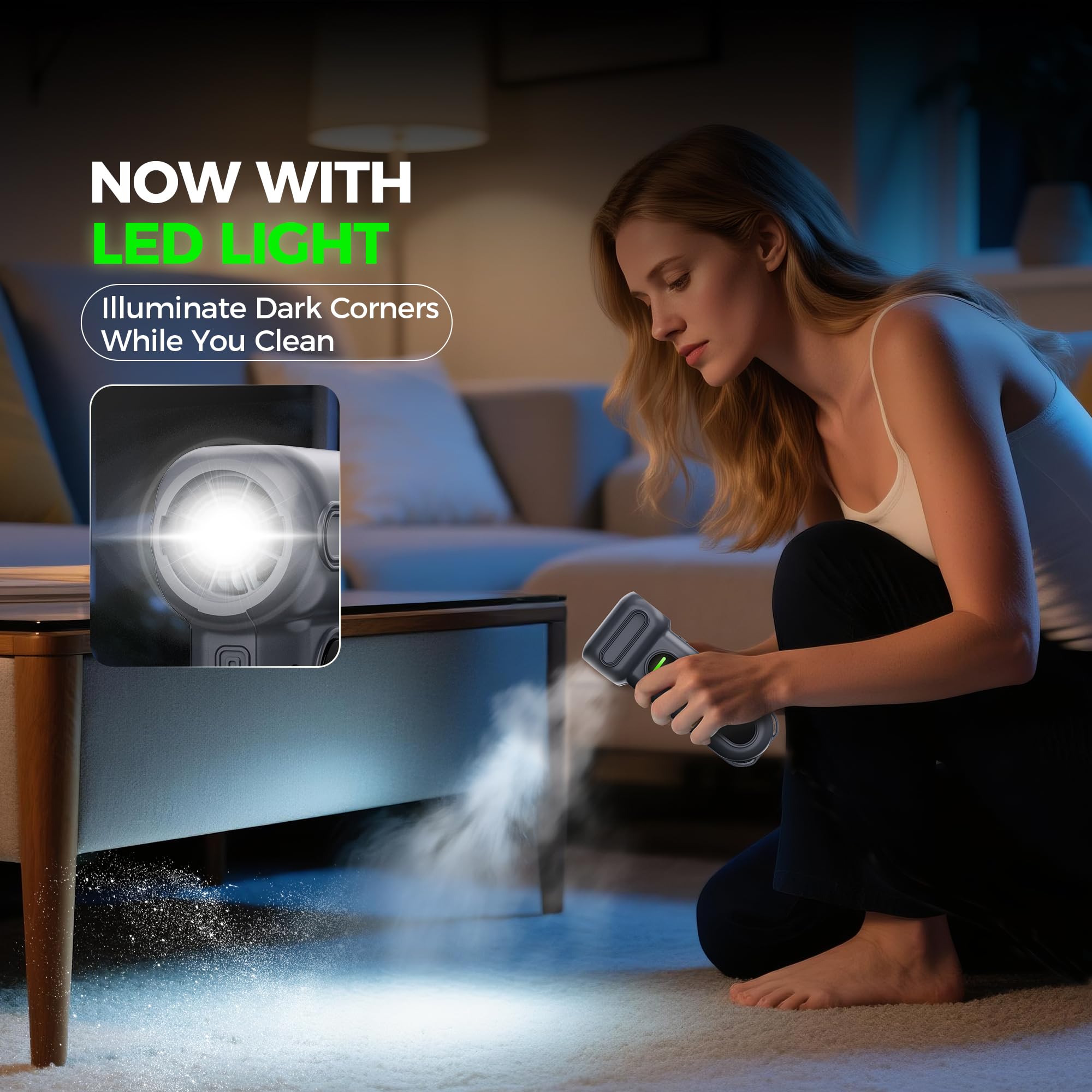 Elektrische Staubgebläse, Pro Elektrische Druckluftspray für PC Reinigungsset, 3-Gang 150000 U/min Air Duster mit Licht, Reinigung für PC, Elektronik, Sofa, Auto, Bürogeräte