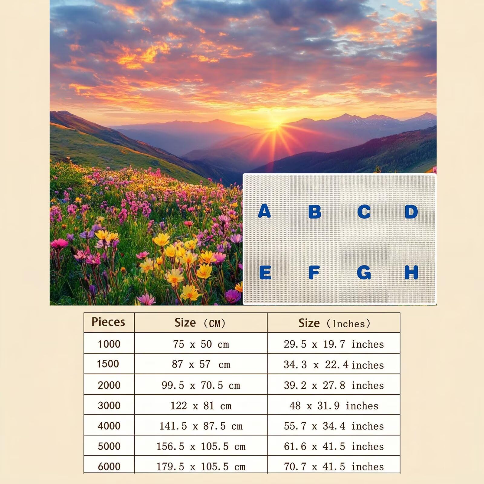 Puzzle 5000 Pezzi Classici, Puzzle paesaggio fiore 156 x 105 cm, Gioco Educativo e Antistress in Legno con Poster Incluso, Ttività DIY per Famiglia, Regalo per Appassionati, Decor Parete Casa, f0-521