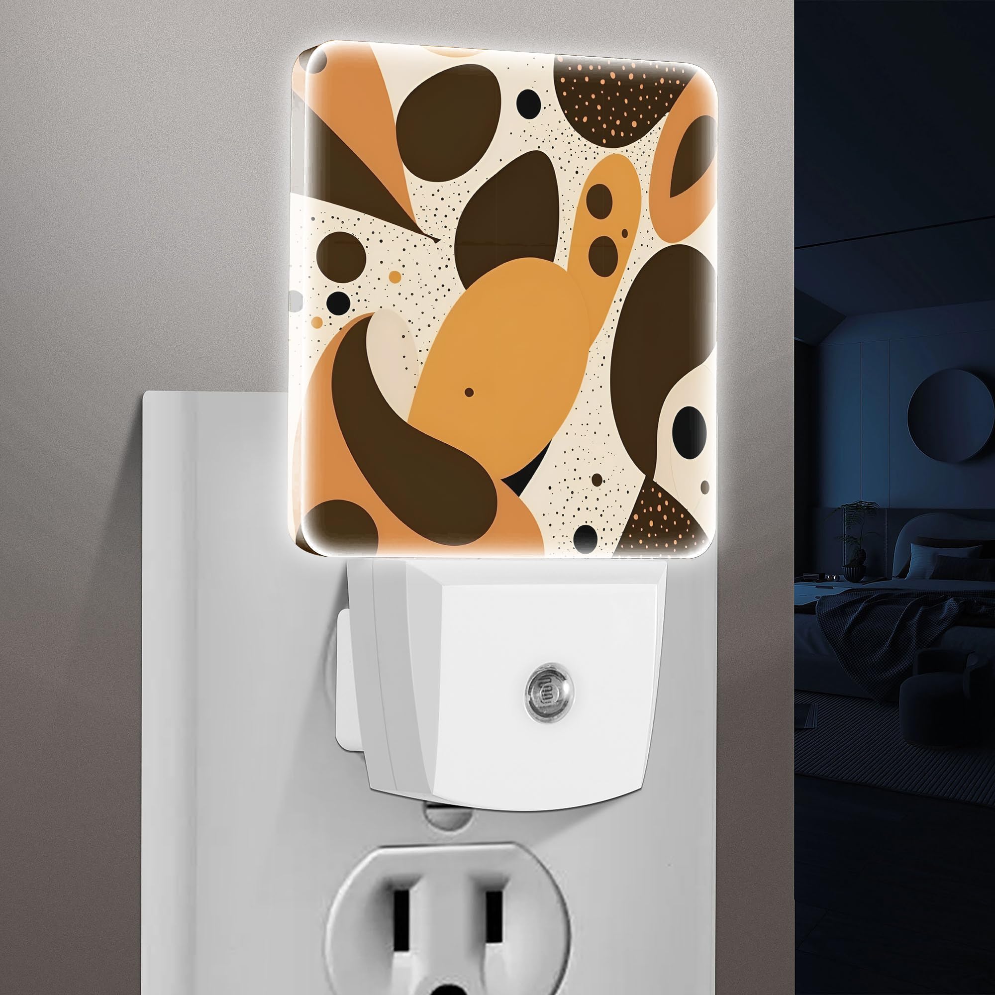 Jahiona LED Night Light Lamp with Smart Sensor Dusk to Dawn Sensor,Drops-Like Shapes Spots Pattern Night Light Daylight White,0.5W Plug-into Wall for Adults,Bedroom,Bathroom,Hallway,Kitchen