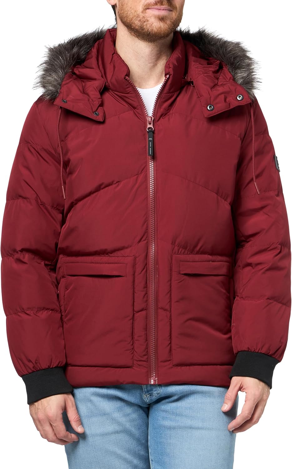 Andrew Marc Men's Outerwear Gramercy Removable Faux Fur Hooded Bomber