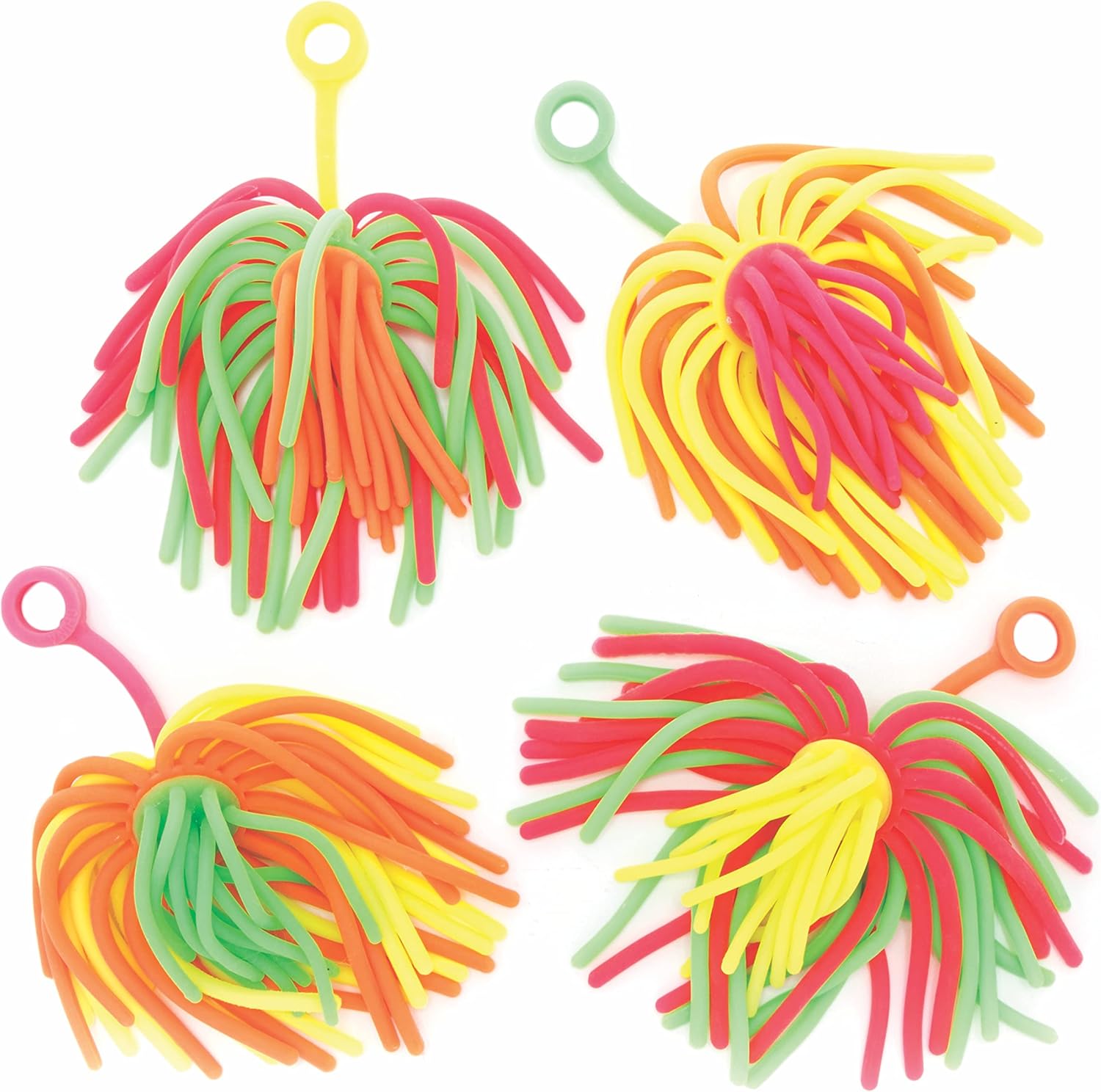 Baker Ross FE348 Hairy Stretchy Swing Balls – Pack of 4, Squeezy Toys for Kids Party Favours, Small Gifts for Children