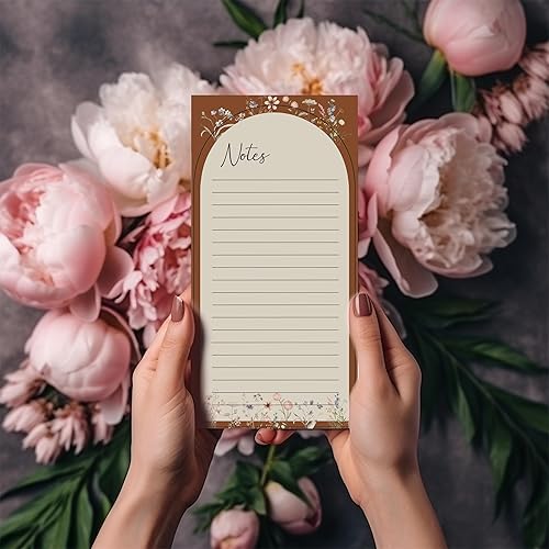 Miniatura 6 de slapaflife Bloc de notas magnético para refrigerador, 6 piezas de lista de comestibles para refrigerador, elegante bloc de notas de diseño floral,