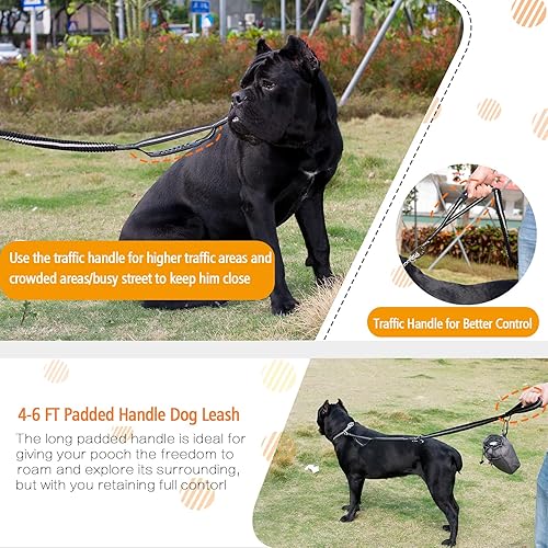 Miniatura 4 de Fashion&cool Correa resistente para perros especialmente grandes de hasta 150 libras, 4 a 6 pies, reflectante, para entrenamiento de perros,