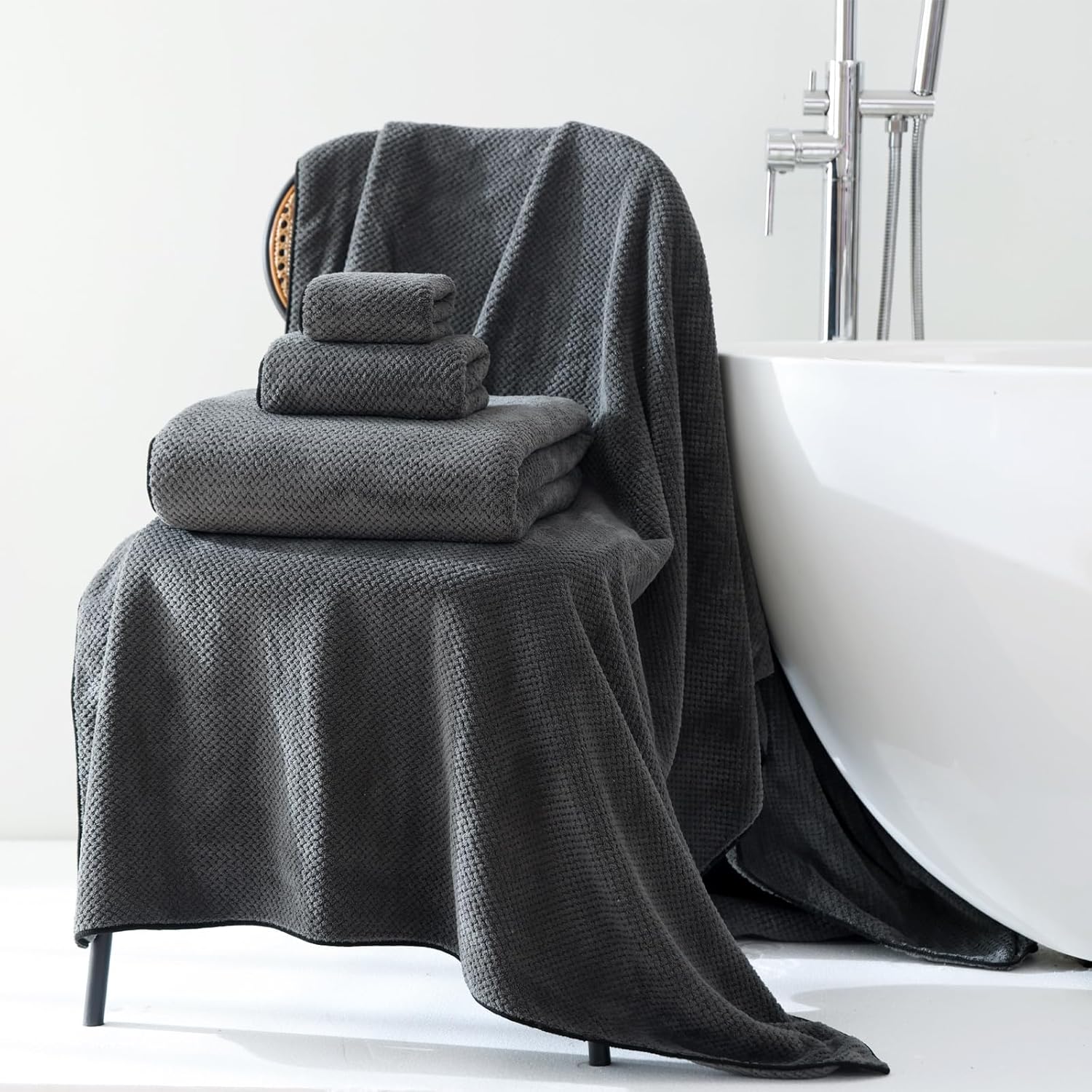 40x80 Inches Bath Sheets Towels for Adults Oversized Bath Towels Extra Large Luxury Super Soft Absorbent Quick Dry Microfiber (Charoal Grey,6PCS) - Image 3