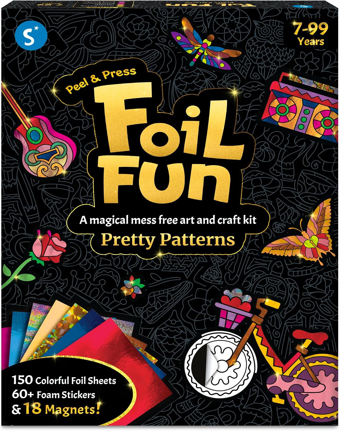 Foil Fun - Pretty Patterns, Mess-Free Art, Magnets, DIY Colourful Creative Activity, Craft Kits, Gifts for Kids, Teens, Adults, Families