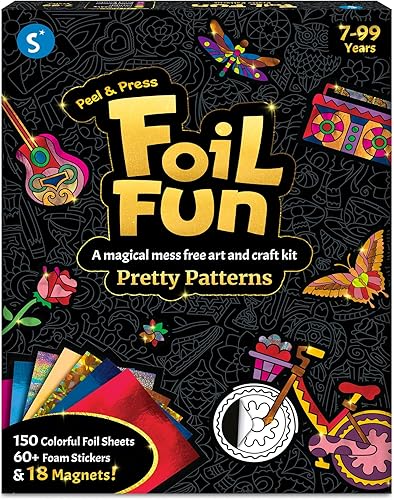Skillmatics Foil Fun - Bonitos patrones, 18 imanes de bricolaje sin desorden, actividad creativa colorida de fiesta, kits de manualidades, más de 60