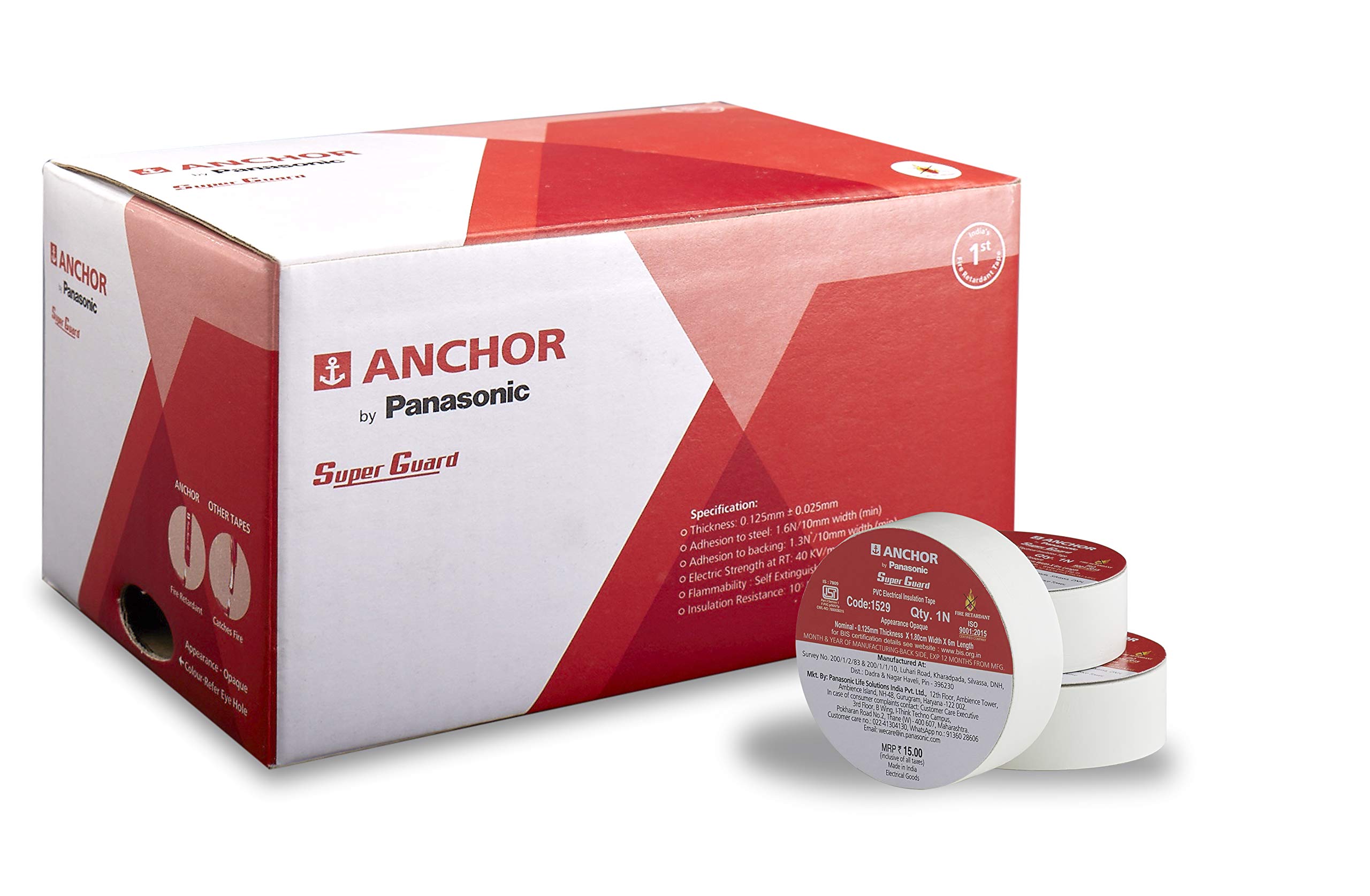 Anchor By Panasonic 1.80 Cm X 6 M White Super Guard Fr Electrical PVC Insulation Tape (Pack of 30) (B08X14KW7R) Amazon Price History, Amazon Price Tracker