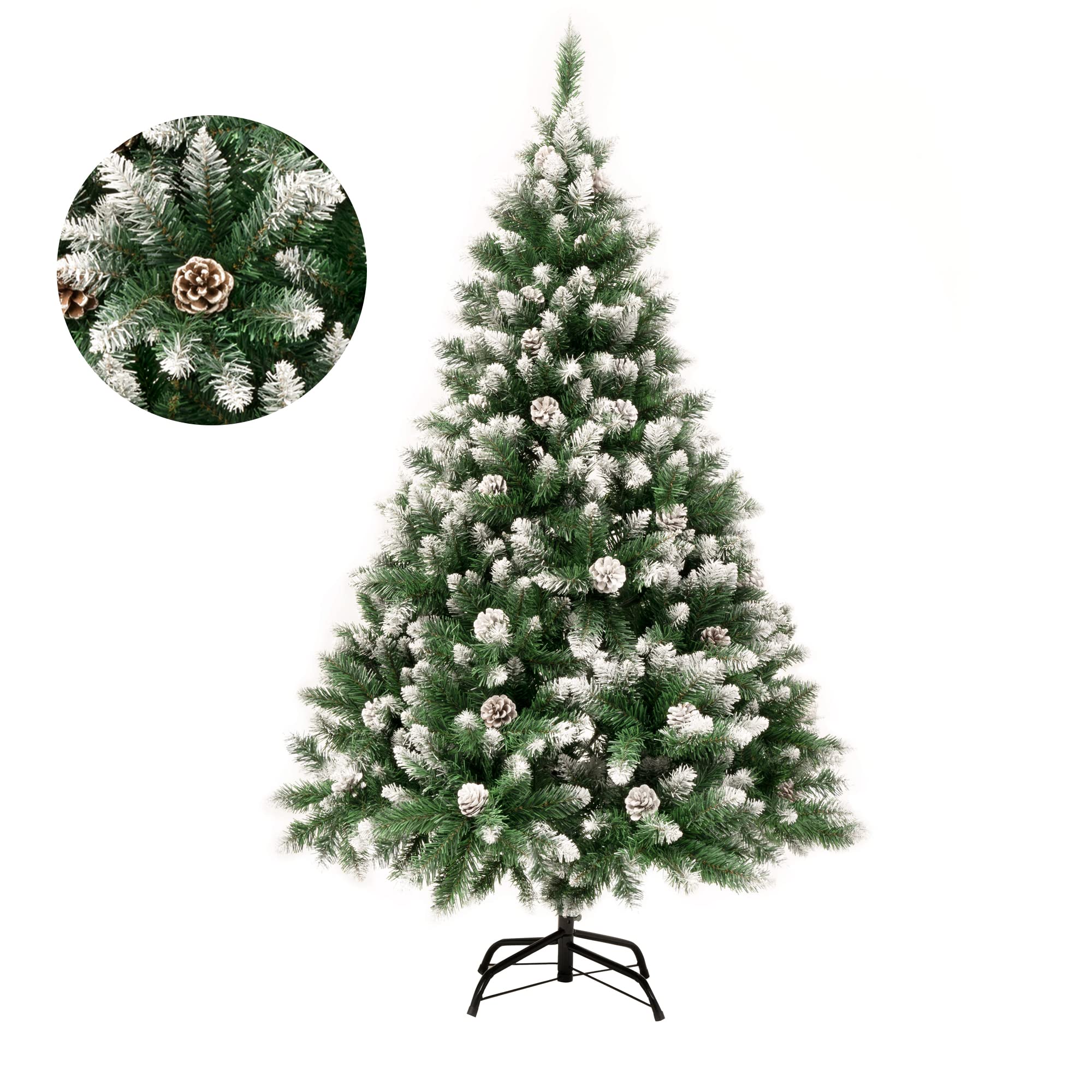 SMEREKA Albero Di Natale Artificiale Con Neve 50 Cm - Mini Abete Bianco Con Pigne E Supporto, Decorazione Natalizia - 6