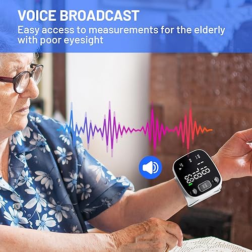 Miniatura 5 de Monitor de presión arterial recargable para uso doméstico, pulsera automática ajustable, transmisión de voz, 2 x 120 memorias de lectura para 2