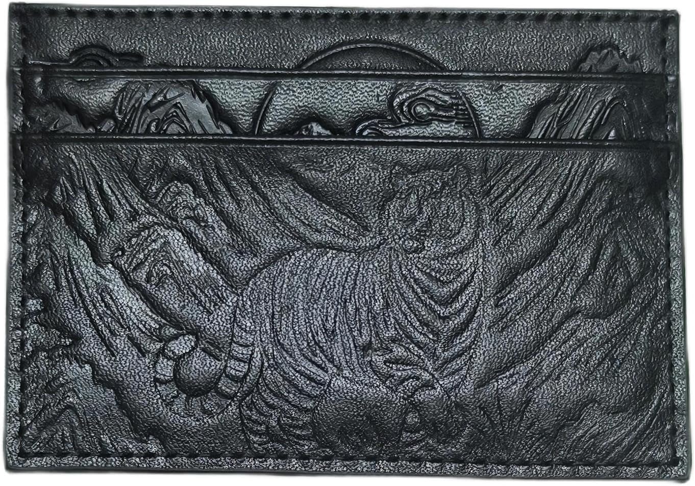 Avery's Boutique Emblem Genuine Leather Card Holder – Slim Minimalist RFID Blocking Wallet for Men & Women (Tiger, Jet Black)