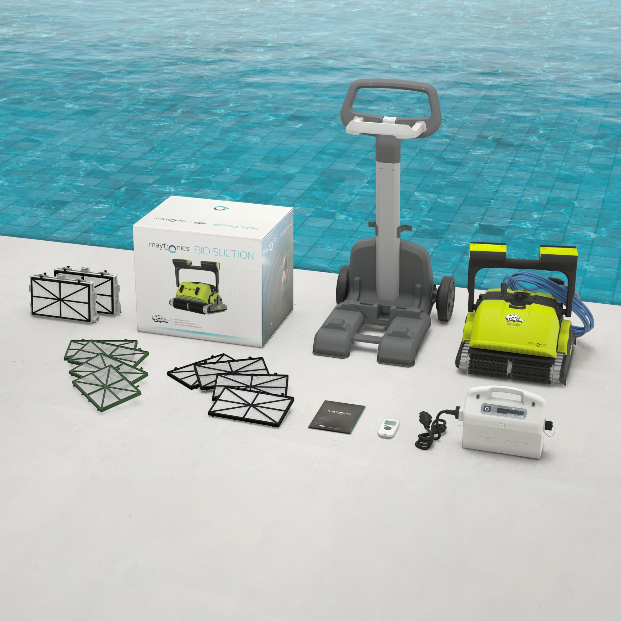 Dolphin Bio Suction Automatischer Poolreiniger Poolroboter mit Kabel - Boden, Wasserlinie und Wandreinigung, Eingelassene Pools bis zu 15 m, Wasserpflege