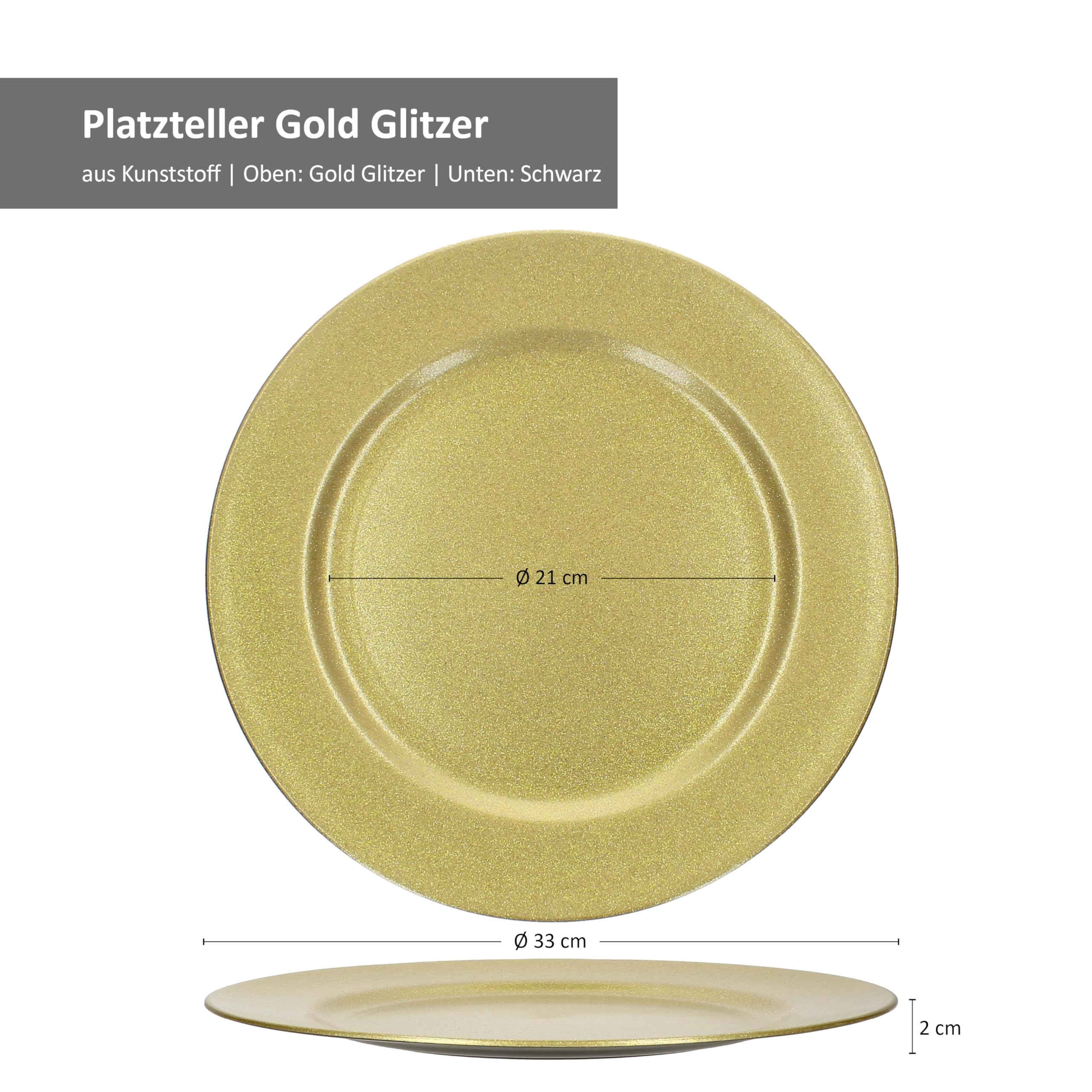 MamboCat 6-TLG. Set Platzteller Gold I Weihnachts-Teller I Tisch-Set, Untersetzer, Platte, Unterlage I Deko-Accessoire I Silvester, Partys & Co