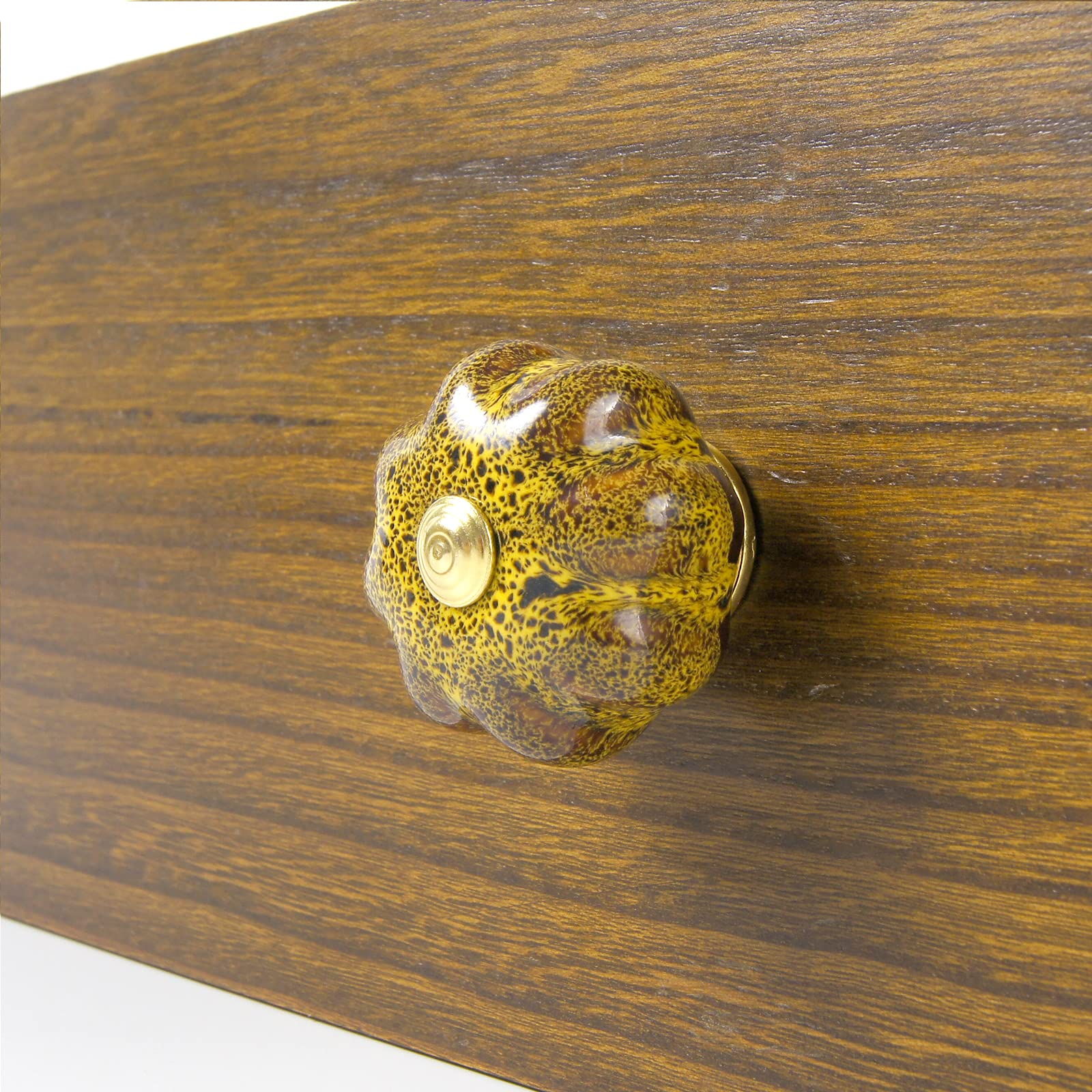 Pomo de cerámica para cajones, pomos de cerámica, pomos de cerámica esmaltados con forma de calabaza para decoración de puerta, cajones de gabinete, armarios, armario (6, amarillo)