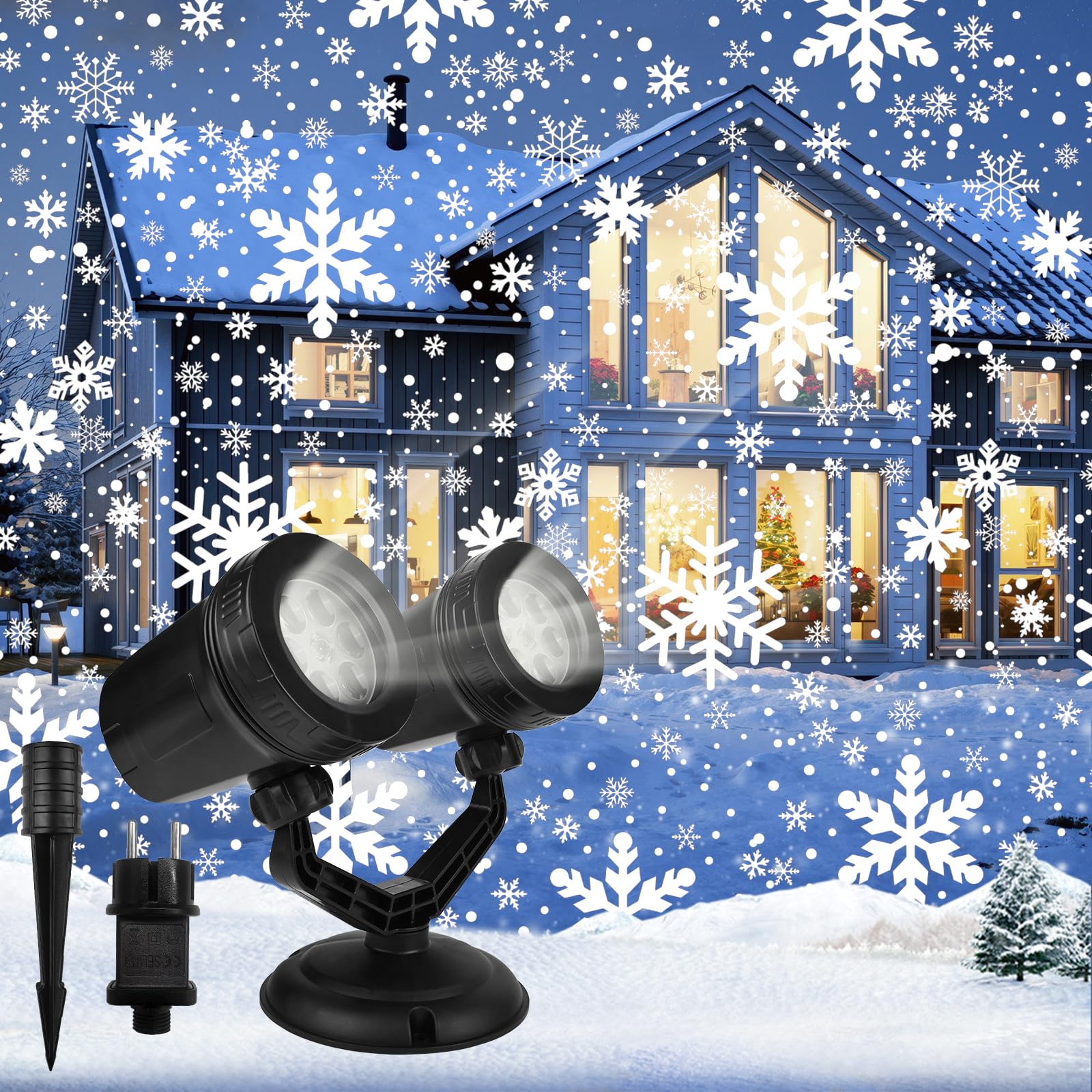 Projektor Weihnachten Aussen, GuKKK 2-in-1 LED Projektionslampe mit 10 Schaltbare Muster 10 Welleneffekt, Wasserdichte Christmas Lights mit Fernbedienung für Weihnachtsbeleuchtung Außen Innen (C)