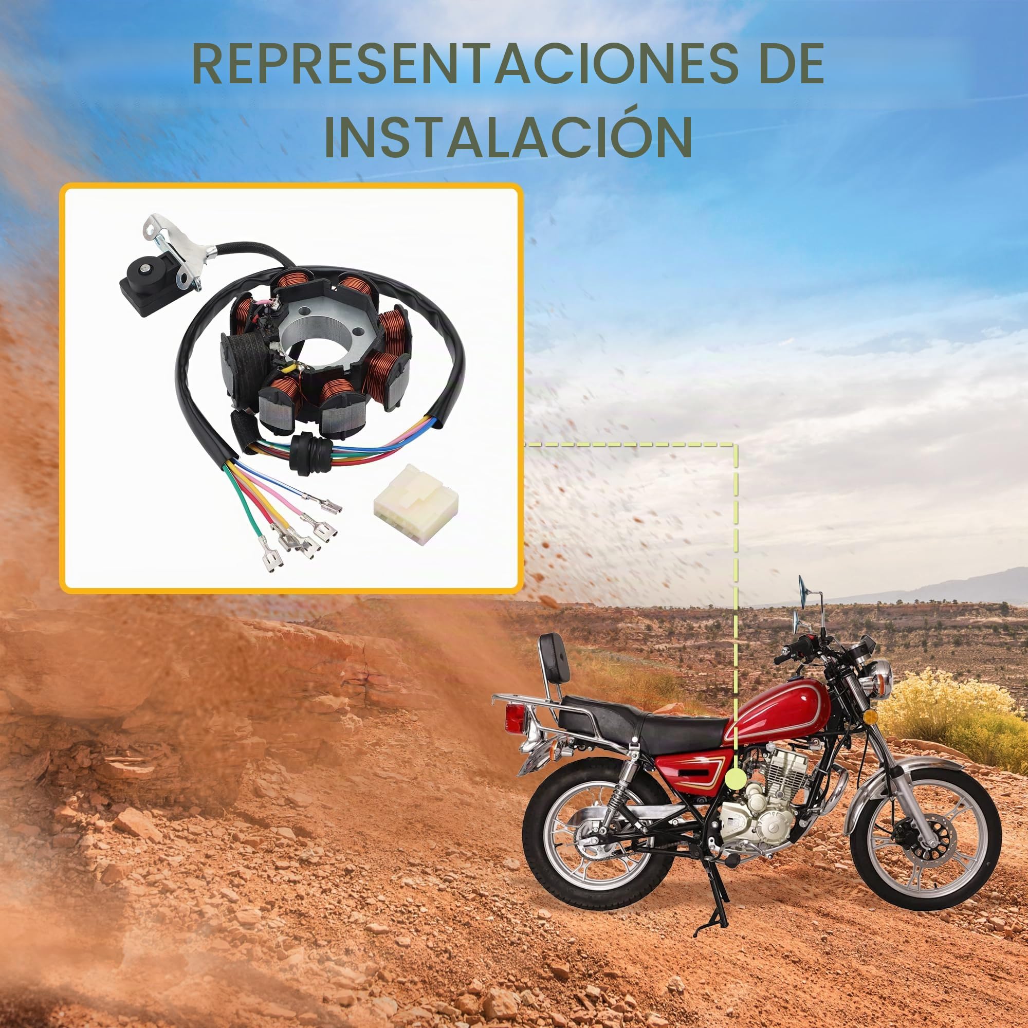 GOOFIT Generador Encendido Bobina Estator MagnéTica 8 Bobinas Y 6 Cables Reemplazar Para 125z 150sz Dm150 Rc125 Ft150 CG 125cc 150cc 200cc 250cc ATV Quad Dune Buggy Dirt Pit Bike Pro Trail Bike Kart