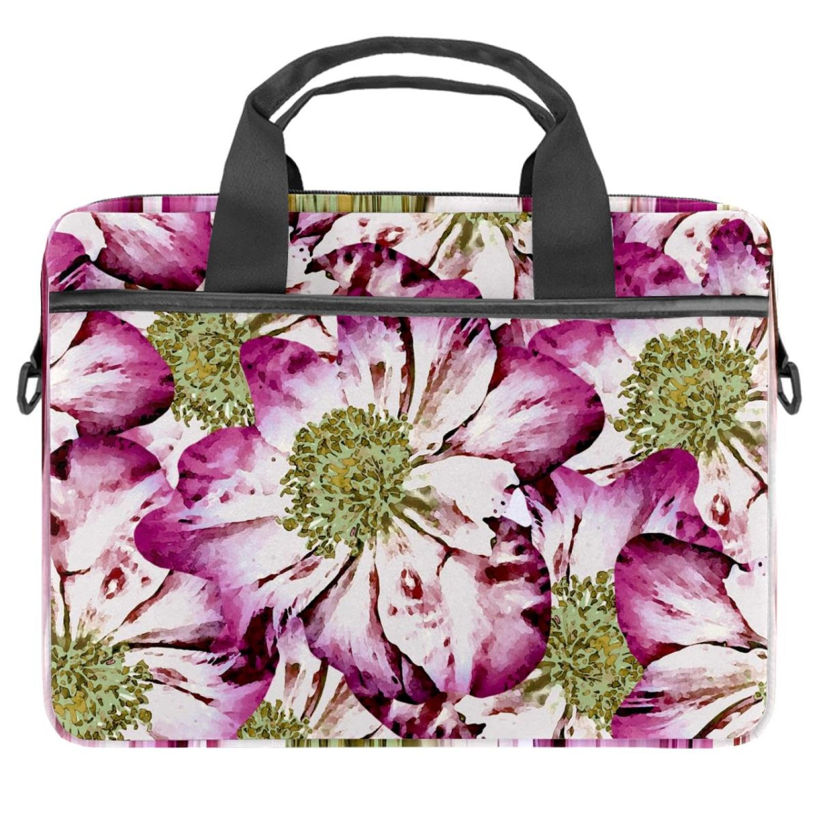 Maletín bandolera para laptop de 13 a 14.5 pulgadas con estampado de flores 8