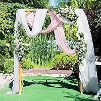 Vista 8 de Firlar Cortinas de arco de boda, cortina de telón de fondo transparente rosa de 18 pies, cortina de tela de gasa transparente, paneles drapeados