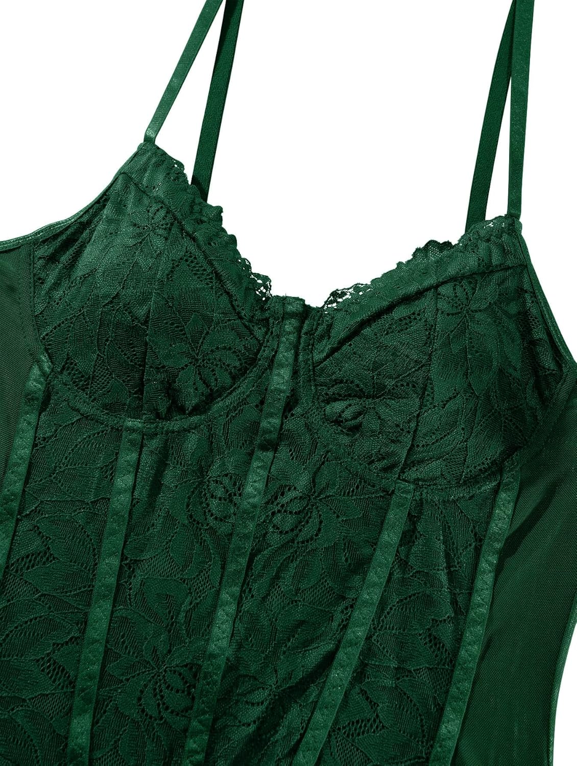 Lilosy Sexy Corset Top Floral Lace Mesh Sheer Lingerie Bodysuit Bustier Cami Outfits - Image 6