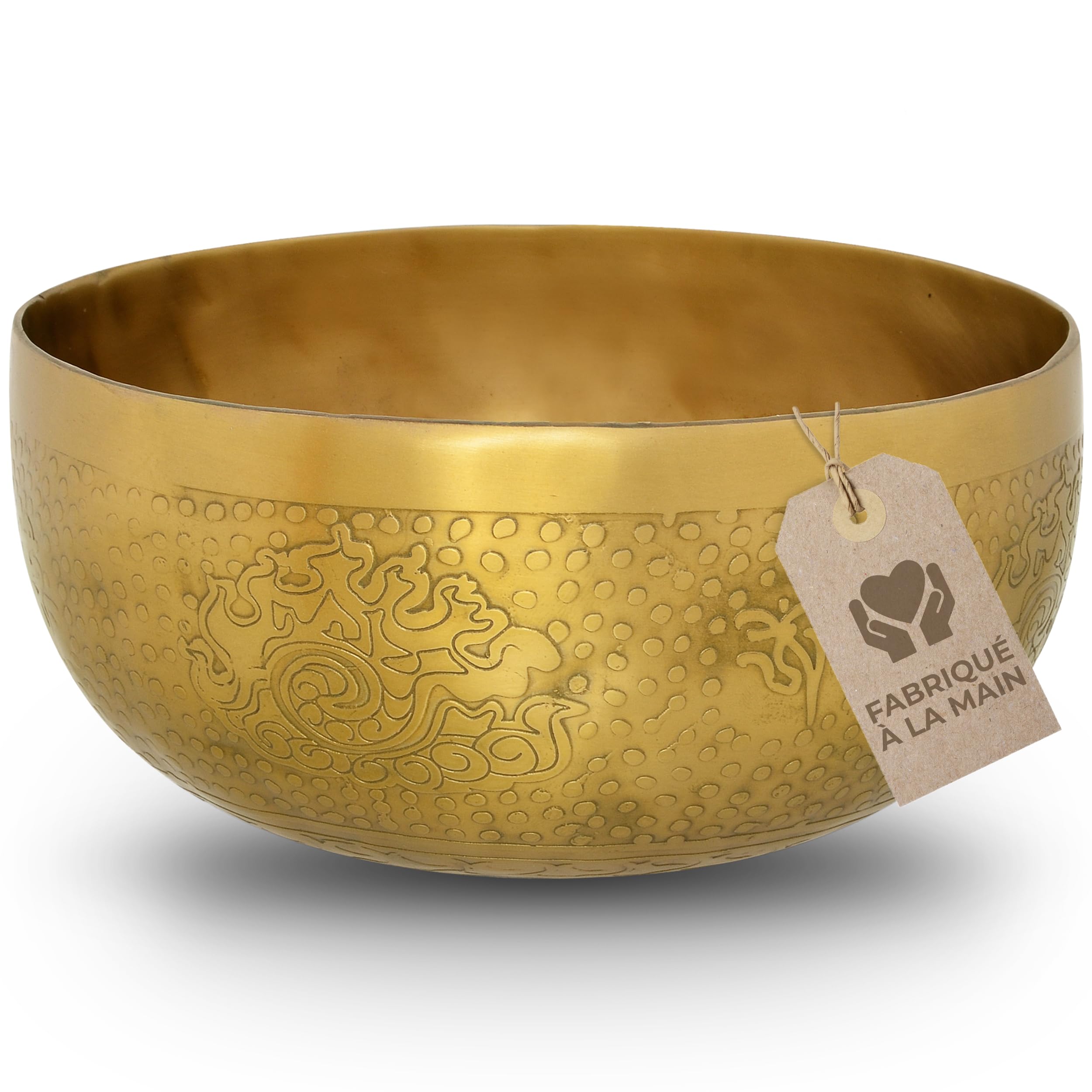 Bol chantant tibétain, motif fleur de vie, pour yoga, méditation et détente, diamètre : 20 cm, 1100 g, surface mate, fait à la main traditionnel, de qualité professionnelle