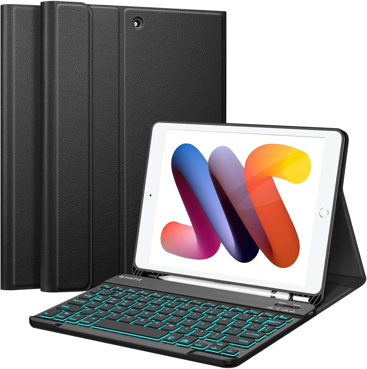 FINTIE Backlit Keyboard Case for iPad 9th / 8th / 7th Generation (2021/2020/2019) 10.2 Inch, Soft TPU Back Cover with 7 Colors Backlight Magnetically Detachable Bluetooth Keyboard, Black