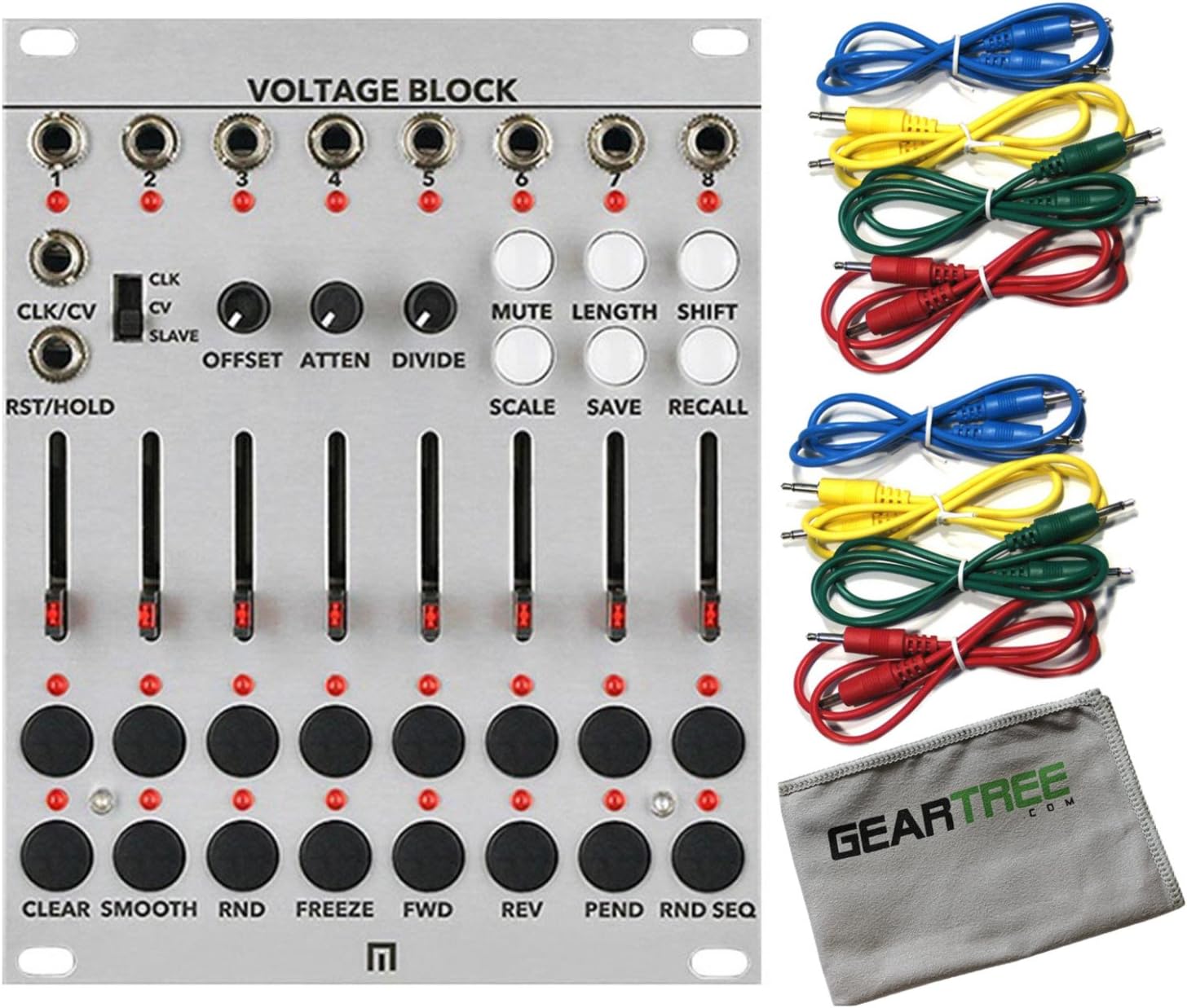 Malekko Voltage Block 8-CHANNEL 16-STAGE CV SEQUENCER w/Geartree Cloth and 8 Ca